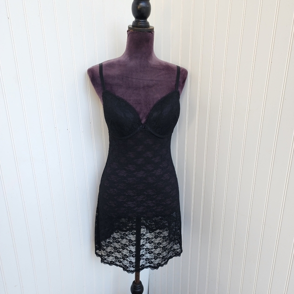 H&M Women's Balck Babydoll Sheer Lace Lingerie Gown Size 12 - Picture 1 of 10